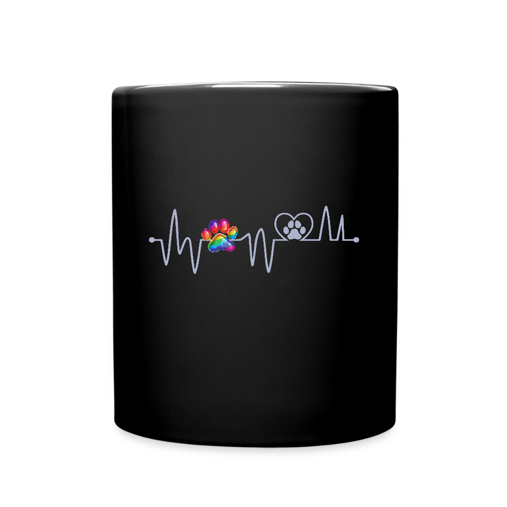 Tasse schwarz Herzschlag Heartbeat Hund Hundepfote - Schwarz