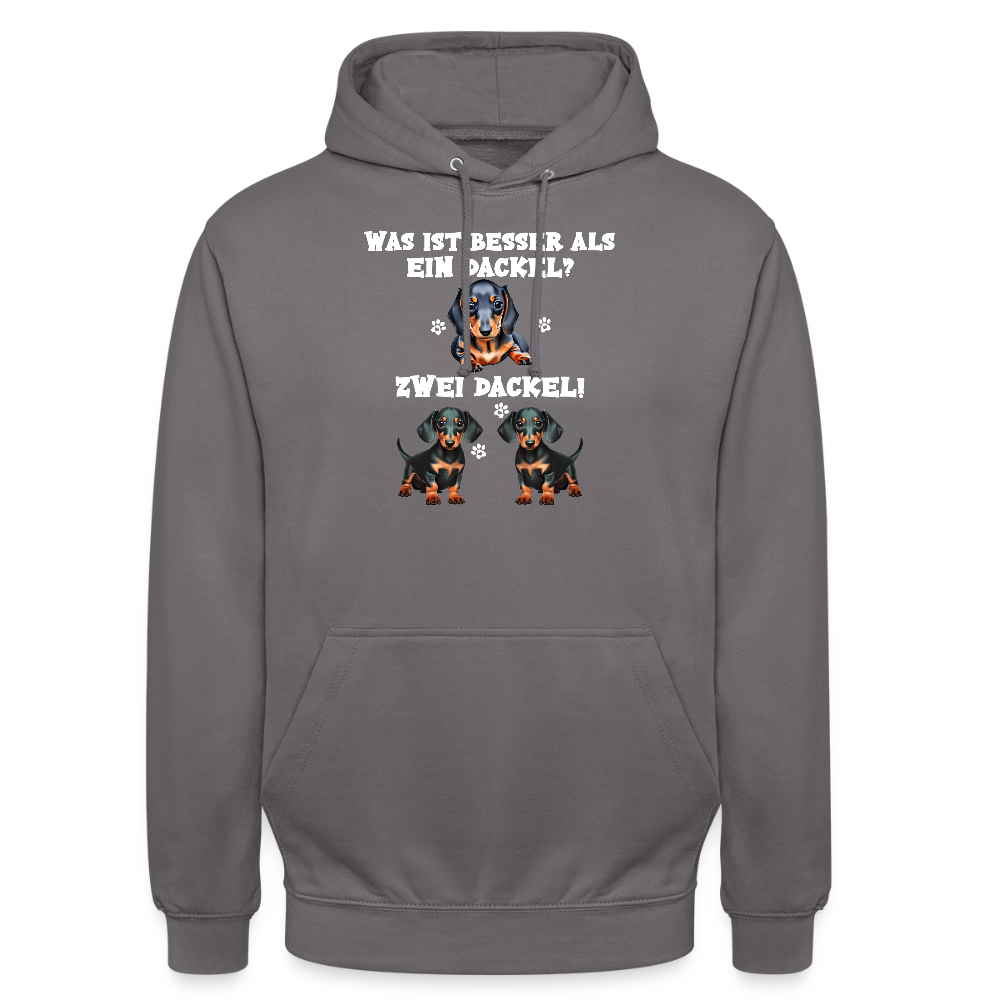 Was ist besser als ein Dackel? Zwei Dackel Unisex Hoodie - Mittelgrau