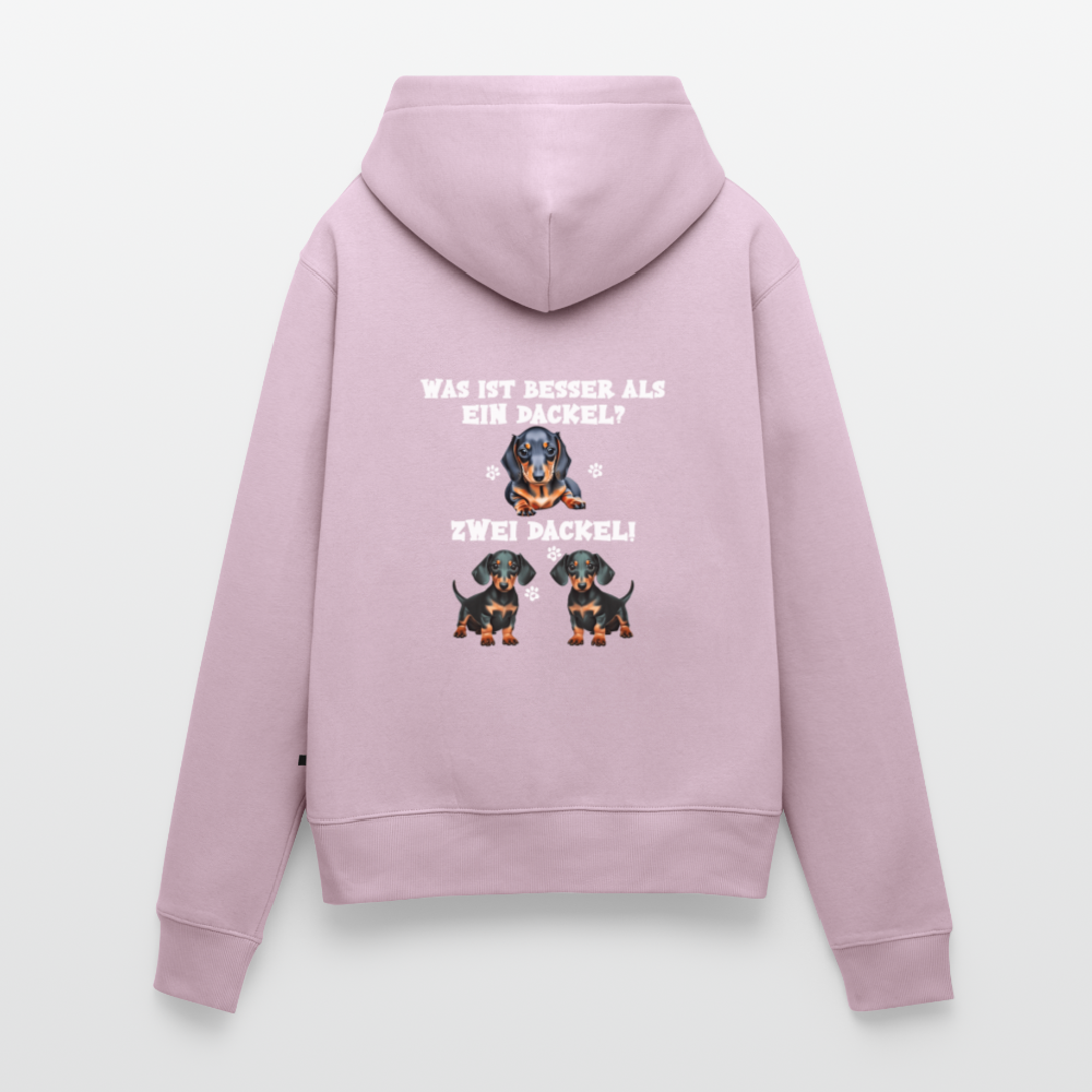 Was ist besser als ein Dackel? Zwei Dackel Rückendruck Frauen Bio Hoodie - Altrosa