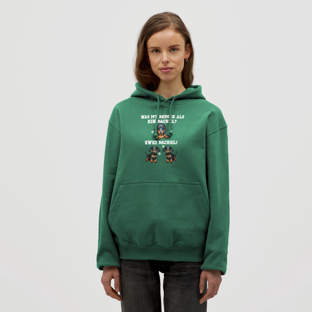 Was ist besser als ein Dackel? Zwei Dackel Unisex Hoodie - Flaschengrün