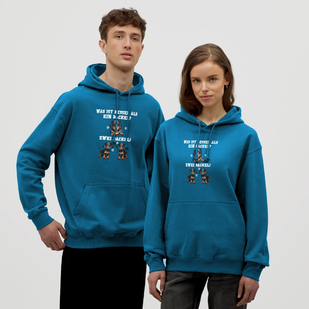 Was ist besser als ein Dackel? Zwei Dackel Unisex Hoodie - Tiefseeblau