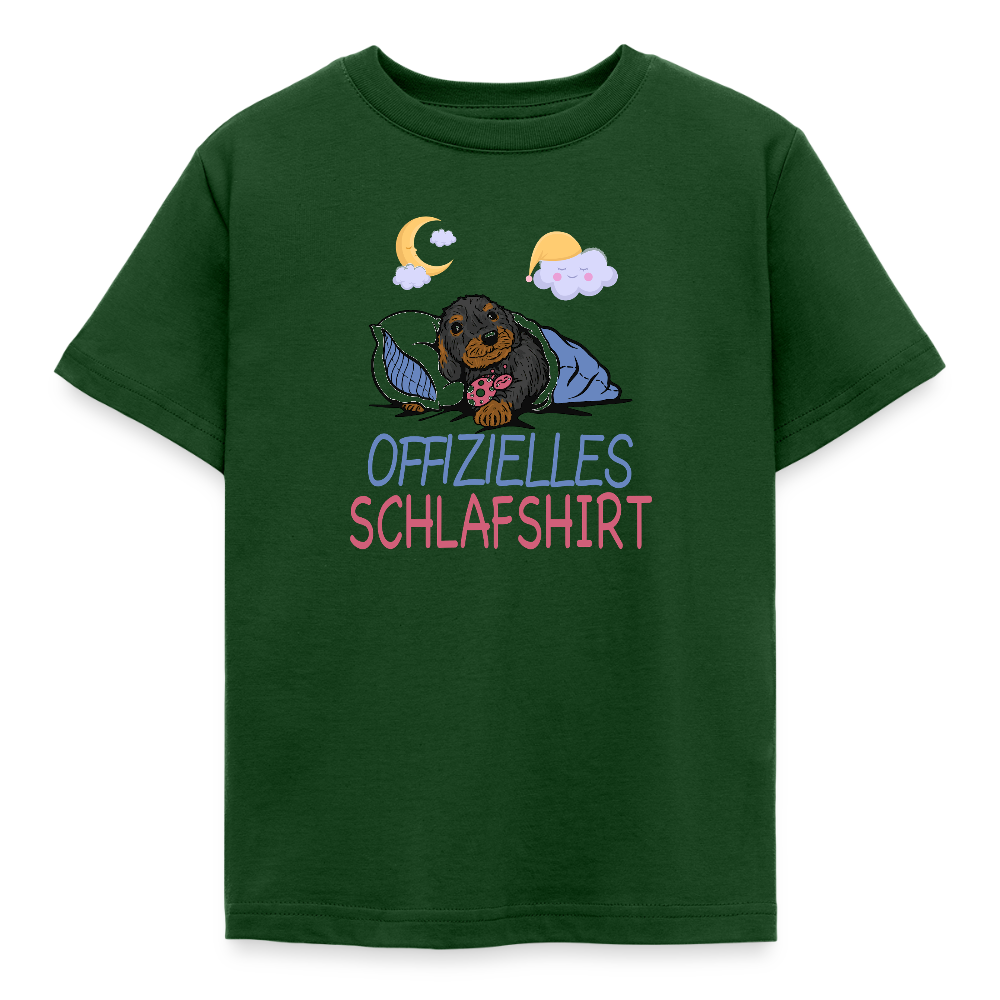 Offizielles Schlafshirt Rauhaardackel Kinder T-Shirt - Forstgrün