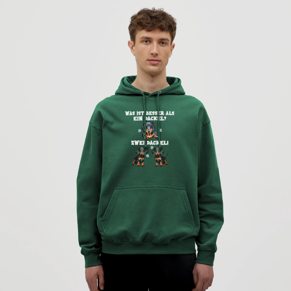 Was ist besser als ein Dackel? Zwei Dackel Unisex Hoodie - Flaschengrün