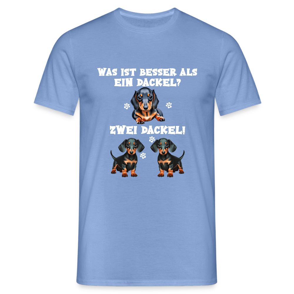 Was ist besser als ein Dackel? Zwei Dackel Männer T-Shirt - carolina blue