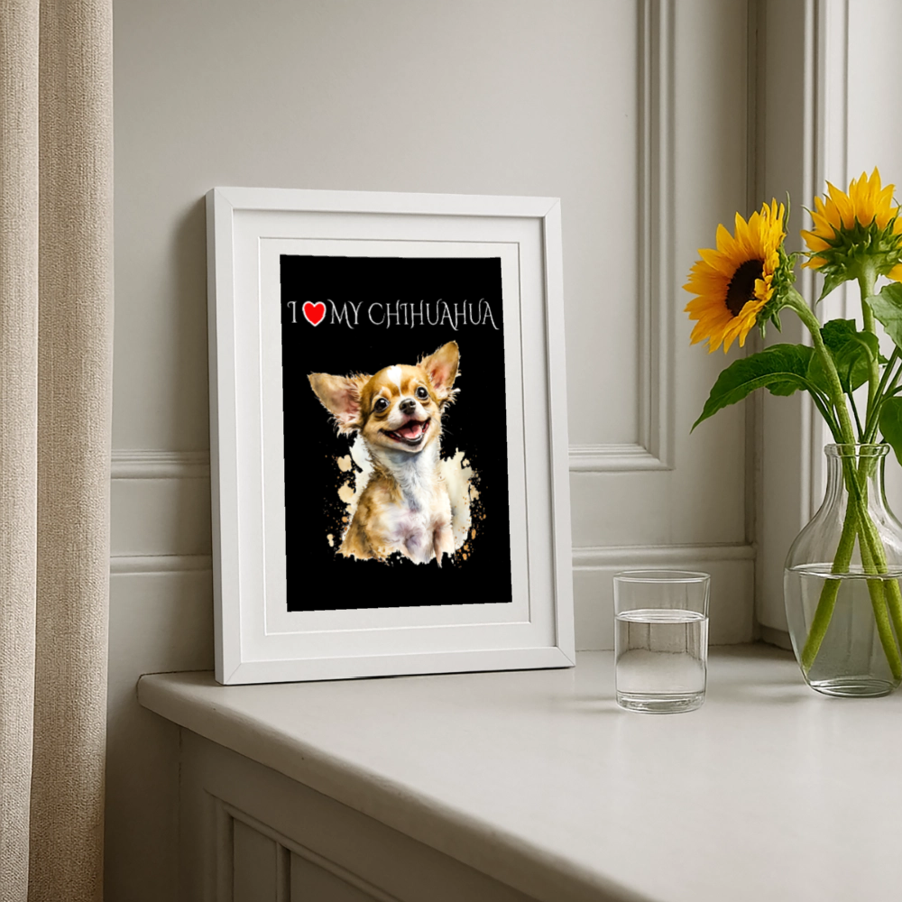 I love my Chihuahua Gerahmtes Poster (27 × 37 cm) - Weiß
