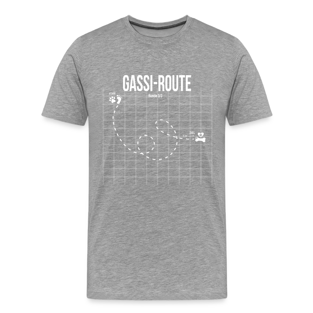 Gassi-Route fun Hunde Motiv mit Pfote & Knochen 🐾 DamenPremium T-Shirt - Grau meliert