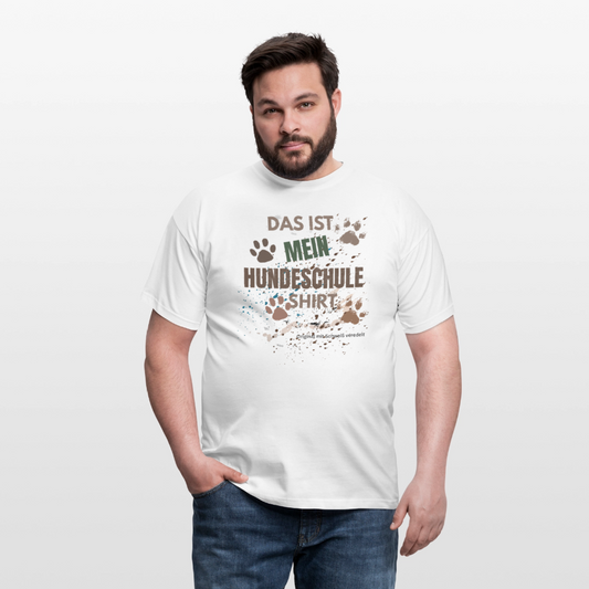 Das ist mein Hundeschule Shirt mit Pfotenabdrücken und Spritzern lustiges Männer T-Shirt - Weiß
