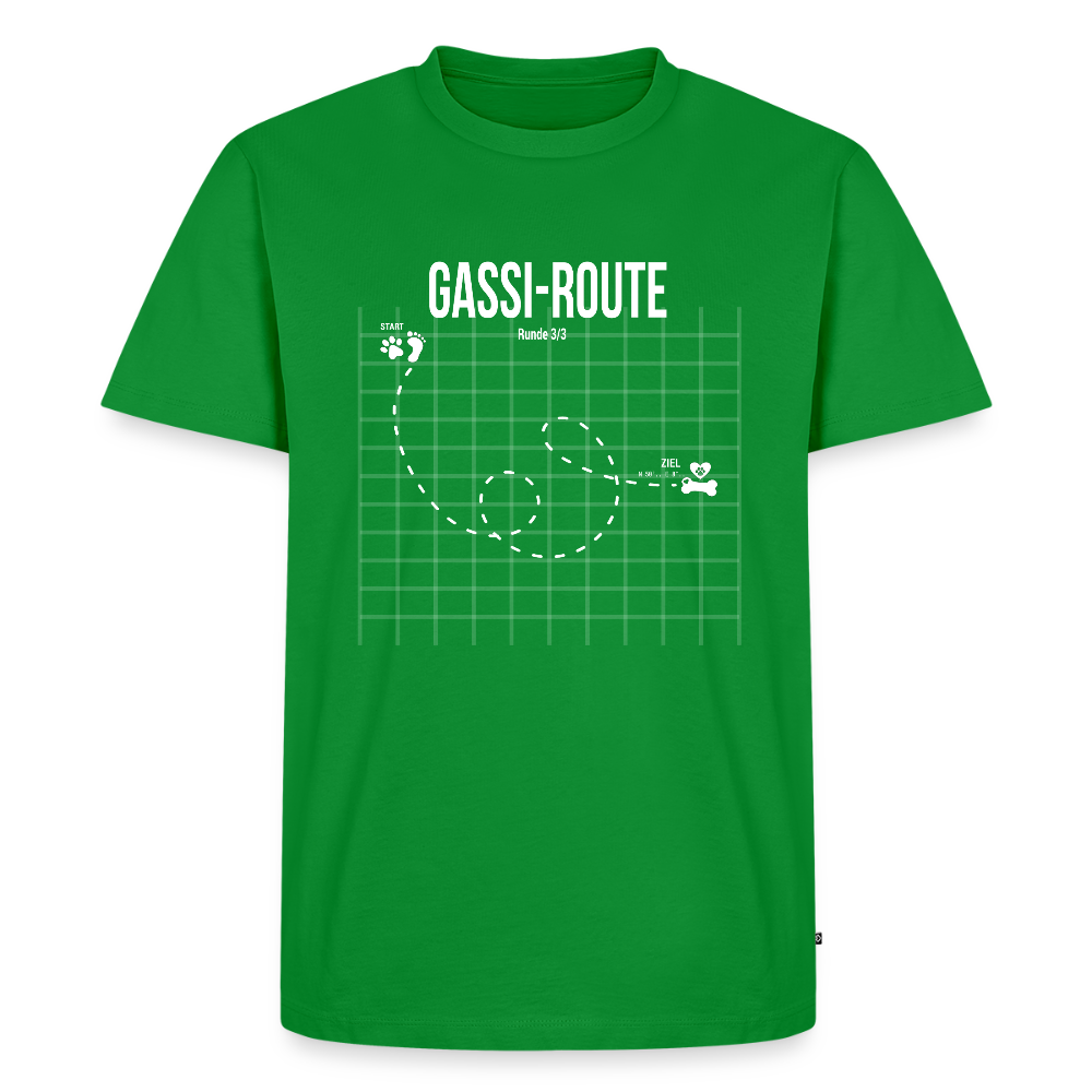 Gassi-Route fun Hunde Motiv mit Pfote & Knochen 🐾 DamenPremium T-Shirt - Grün