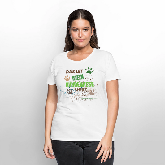 Das ist mein Hundewiese Shirt mit Pfotenabdrücken und Spritzern lustiges Frauen T-Shirt - Weiß