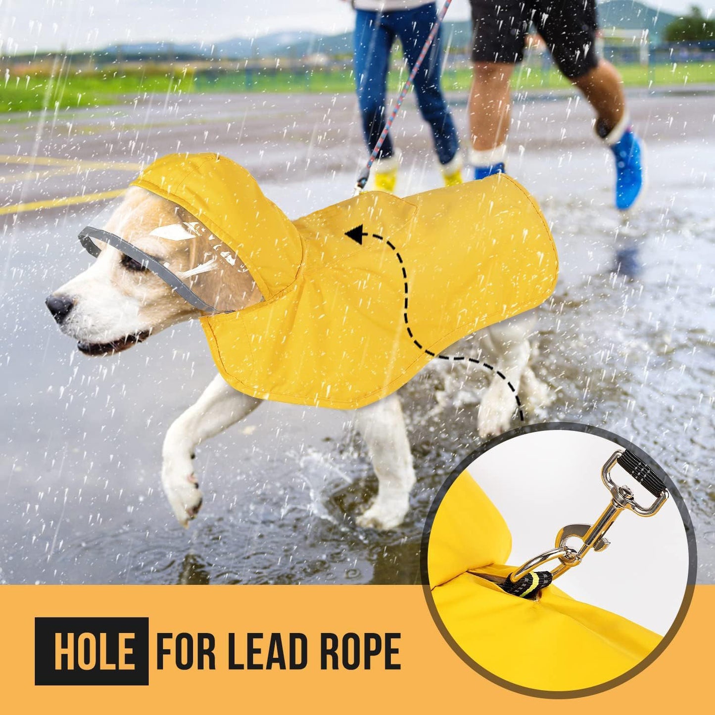 Hunde Regenmantel waterproofed, atmungsaktiv Regenjacke für kleine und mittelgroße Hunde mit Kapuze und Aufbewahrungstäschchen