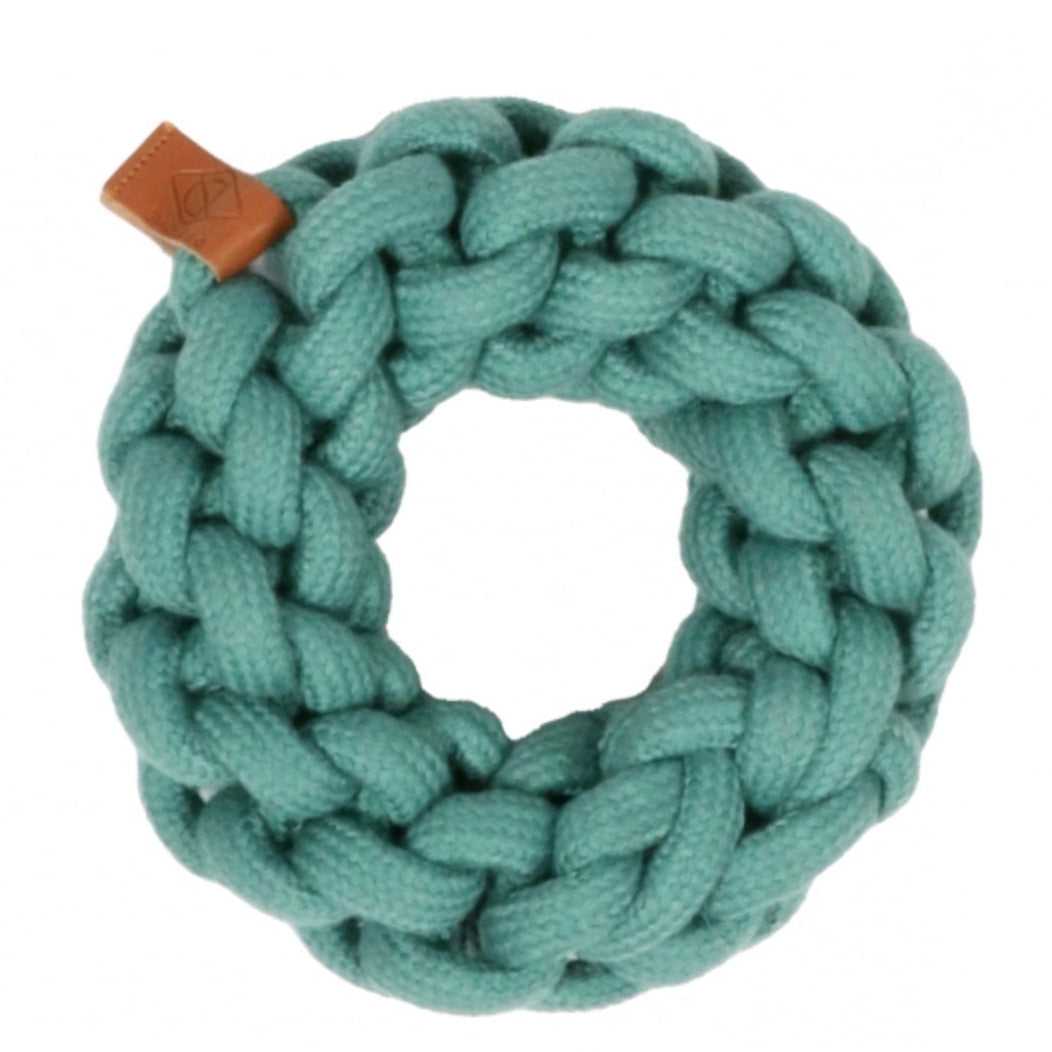 D&D Hundespielring – Geflochtener Kau - und Zerrring für Hunde Größe 13x13x4,5