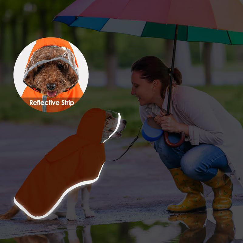 Hunde Regenmantel waterproofed, atmungsaktiv Regenjacke für kleine und mittelgroße Hunde mit Kapuze und Aufbewahrungstäschchen