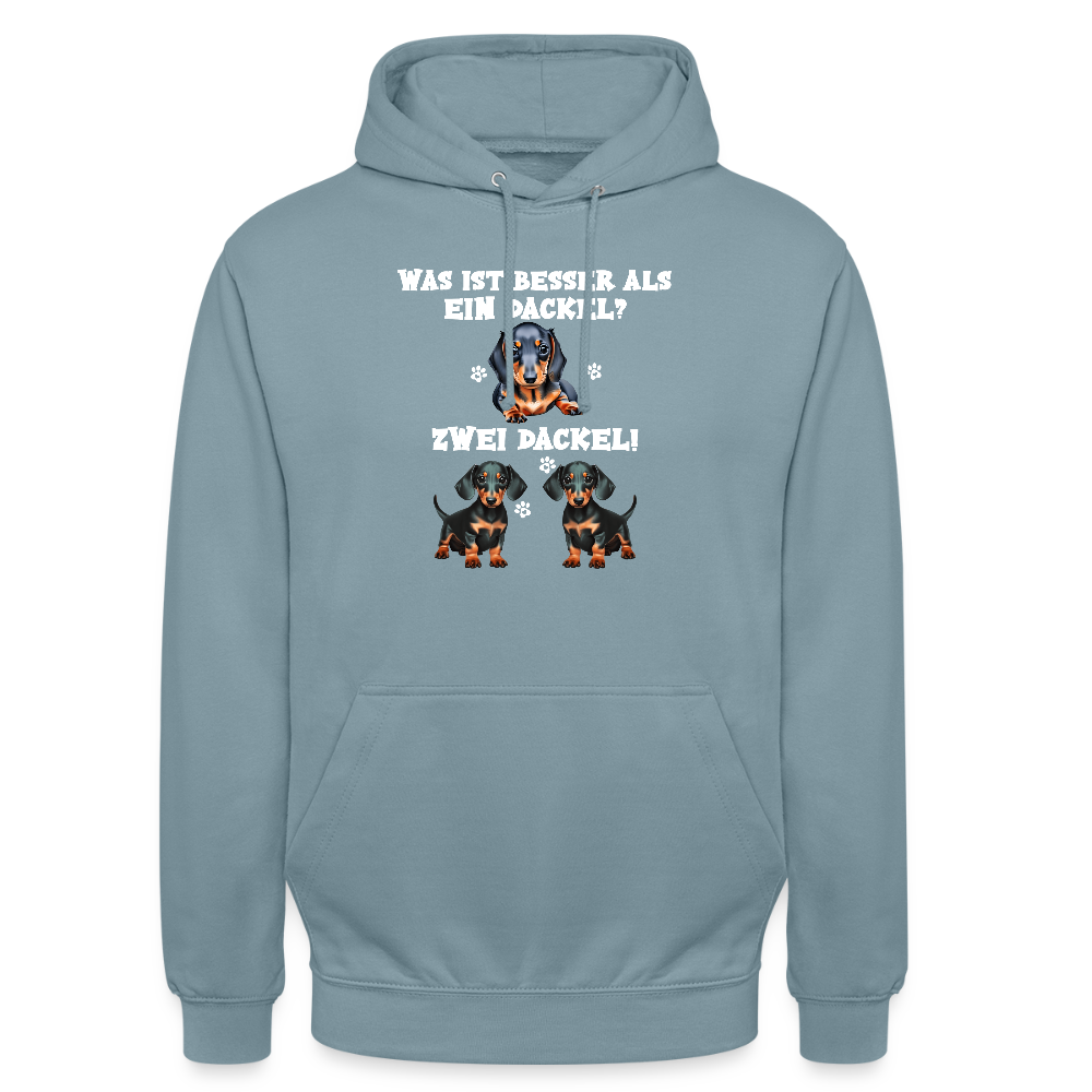 Was ist besser als ein Dackel? Zwei Dackel Unisex Hoodie - Nebelblau