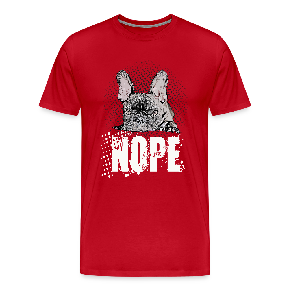 NOPE Hoodie 🐶 | Lustiger Hoodie für Hundeliebhaber*innen mit Frenchie-Motiv  Männer Premium Shirt - Rot