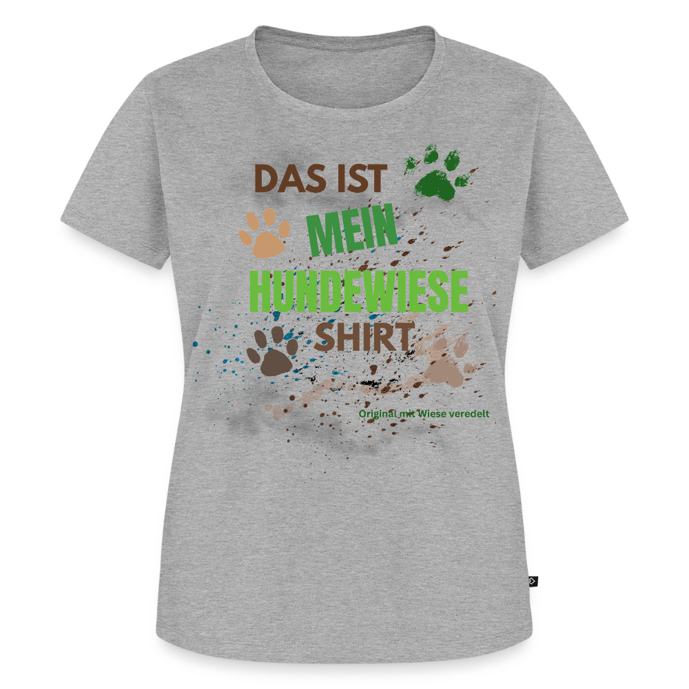 Das ist mein Hundewiese Shirt mit Pfotenabdrücken und Spritzern lustiges Frauen  T-Shirt - Grau meliert