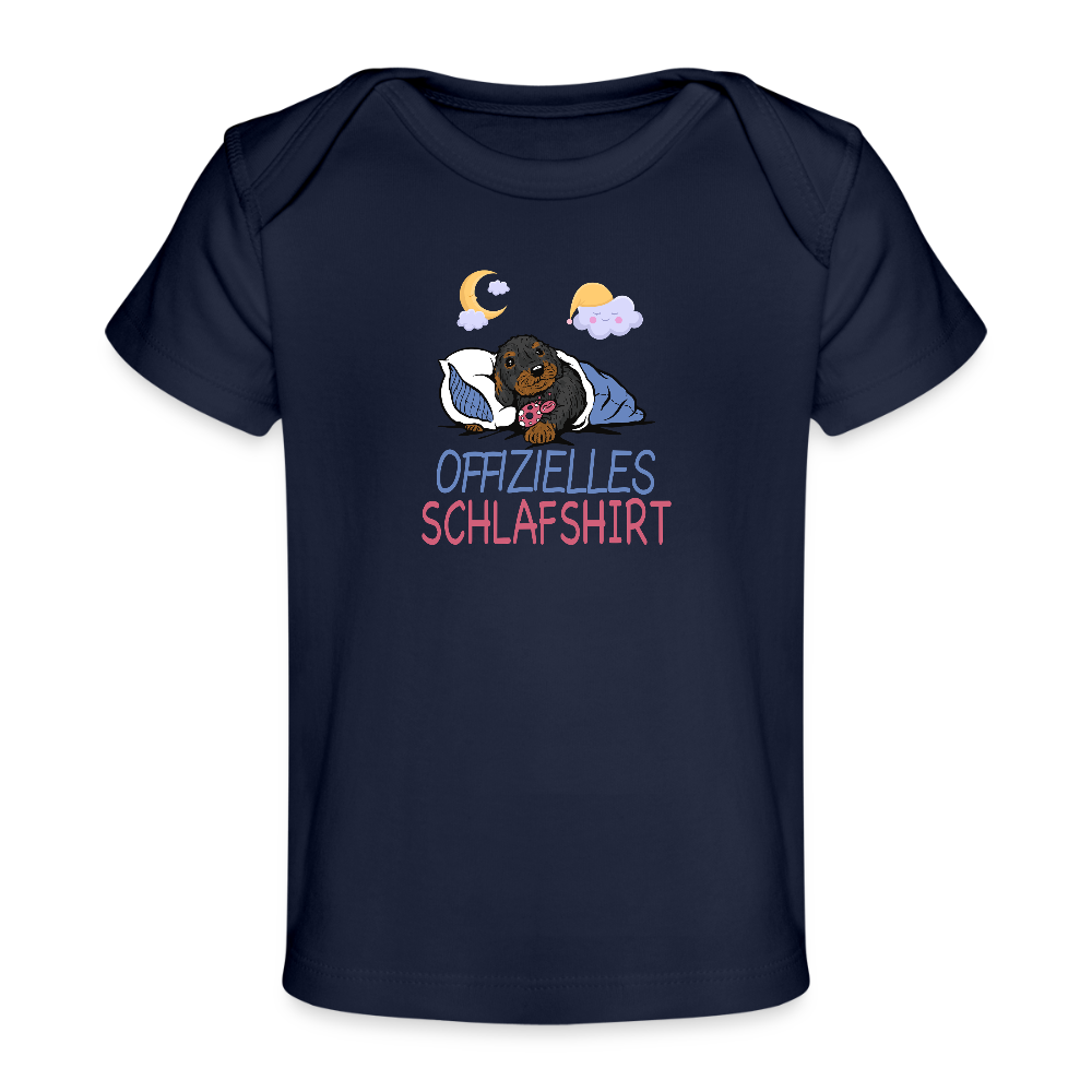 Offizielles Schlafshirt Rauhaardackel Baby Bio-T-Shirt - Dunkelnavy