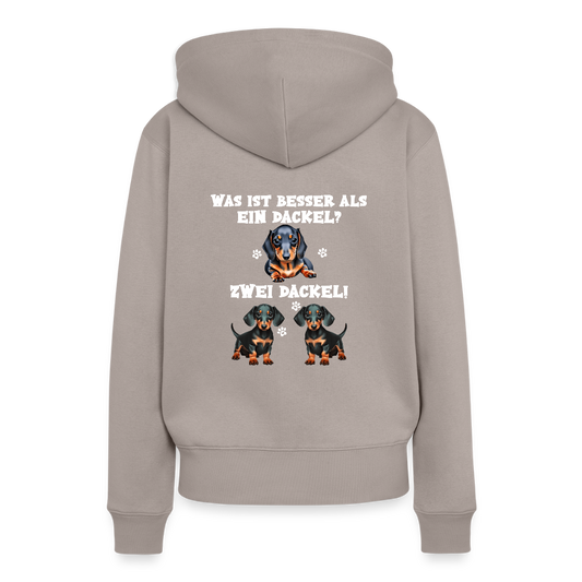 Was ist besser als ein Dackel? Zwei Dackel Rückendruck Frauen Bio Hoodie - Taupe