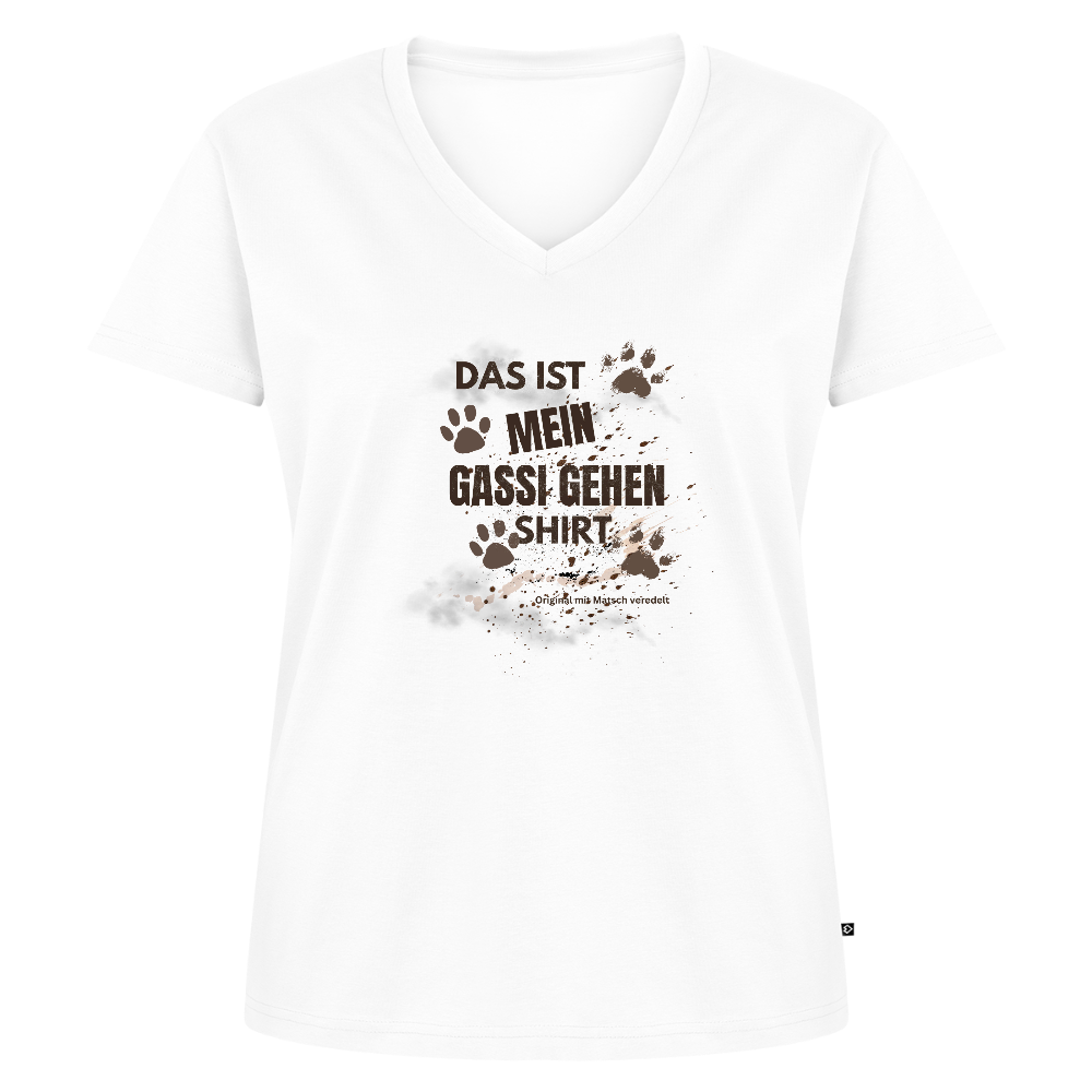 Das ist mein Gassi gehen Shirt Damen Premium T-Shirt V-Ausschnitt - Weiß