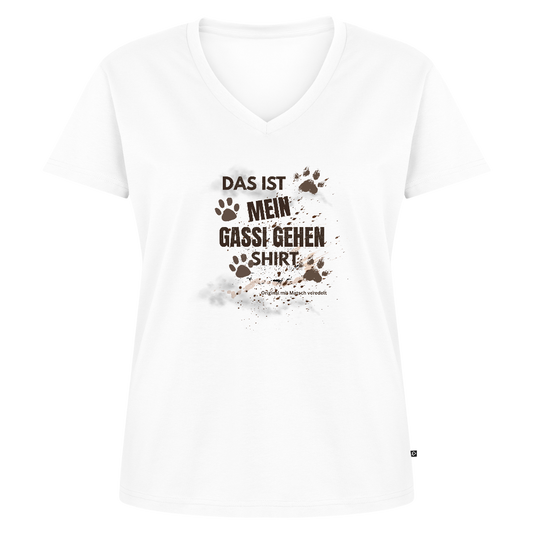 Das ist mein Gassi gehen Shirt Damen Premium T-Shirt V-Ausschnitt - Weiß