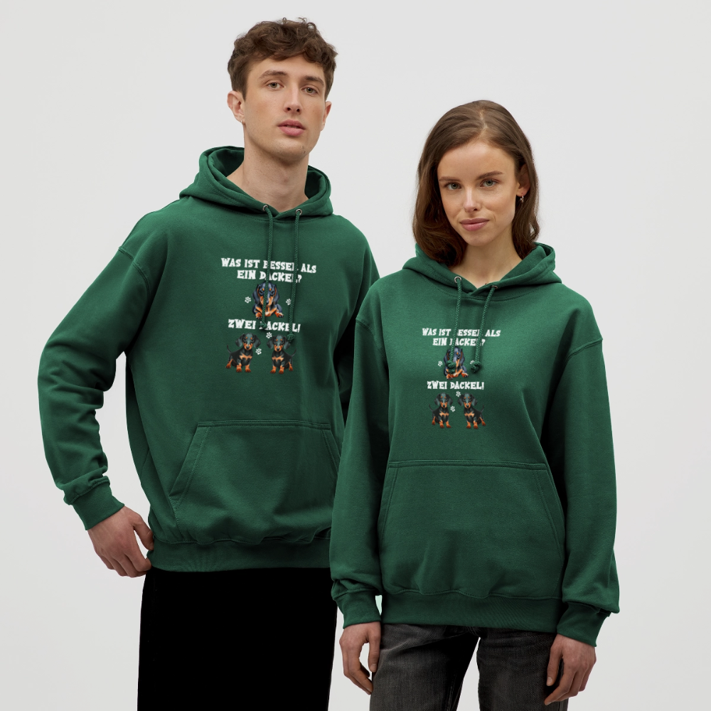 Was ist besser als ein Dackel? Zwei Dackel Unisex Hoodie - Flaschengrün
