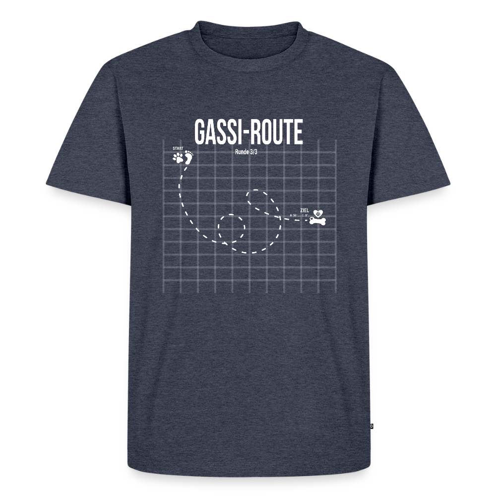 Gassi-Route fun Hunde Motiv mit Pfote & Knochen 🐾  Herren Premium T-Shirt - Jeansblau 