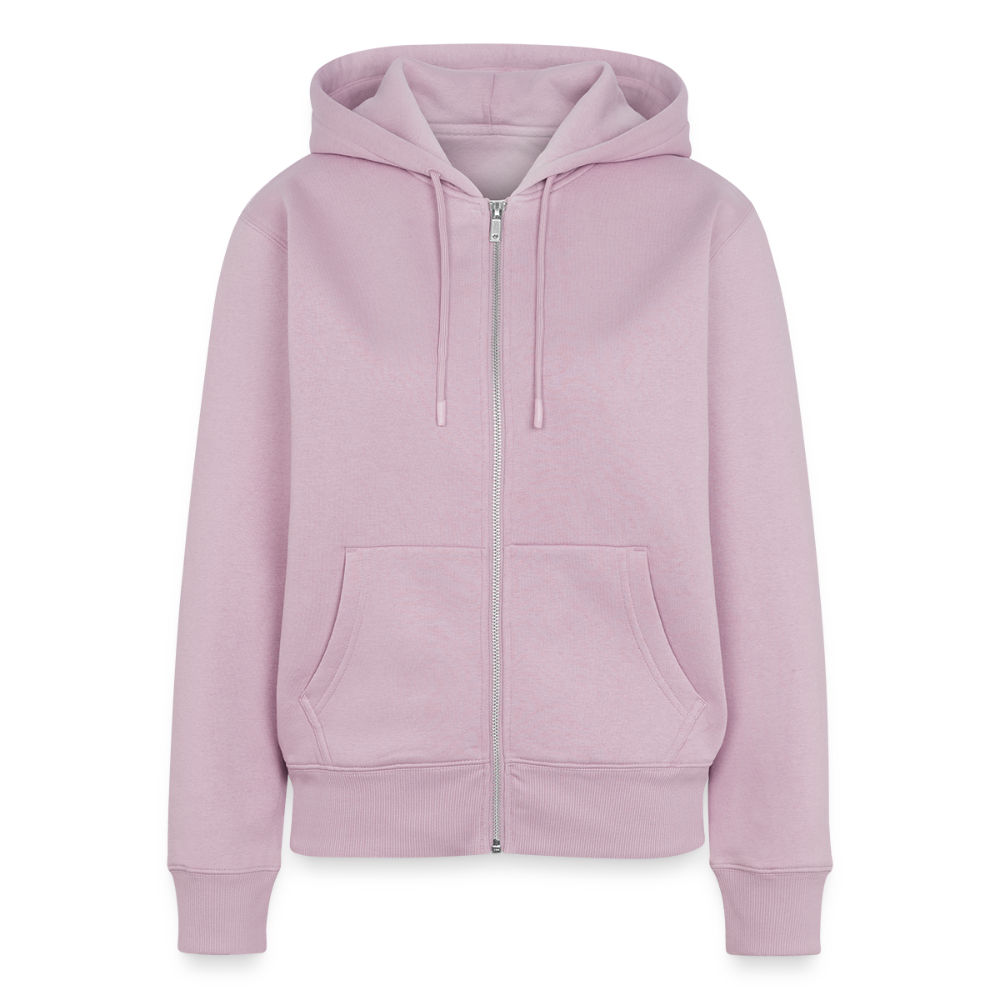 Vorsicht vor dem Frauchen der Malinois ist harmlos Frauen Rückenaufdruck Frauen Premium Bio Zip Hoodie - Altrosa