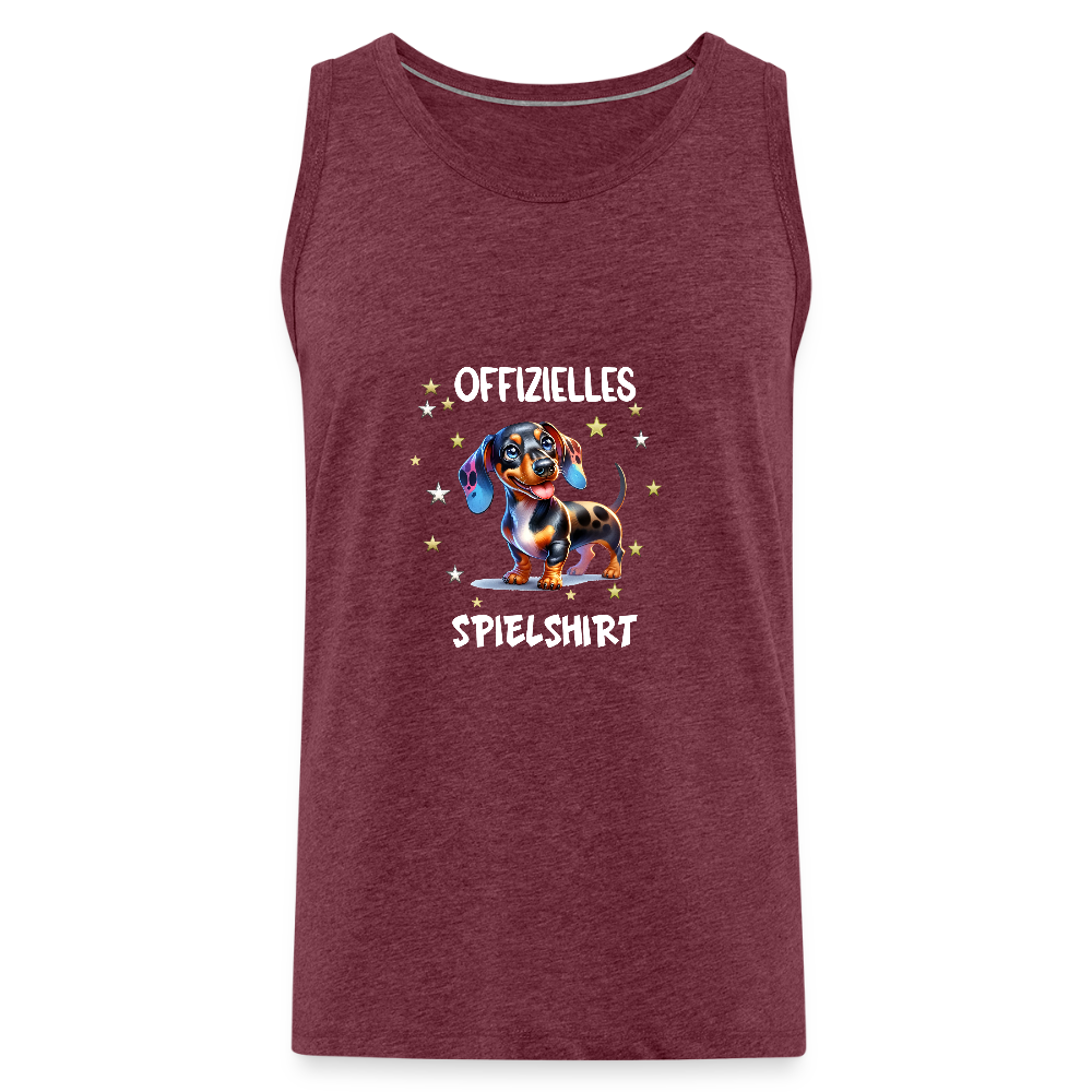 Offizielles Spielshirt Dackel Harlekindackel Männer Premium Tank Top - Bordeauxrot meliert