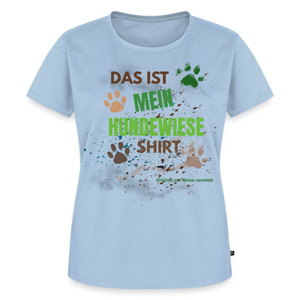 Das ist mein Hundewiese Shirt mit Pfotenabdrücken und Spritzern lustiges Frauen  T-Shirt - Hellblau