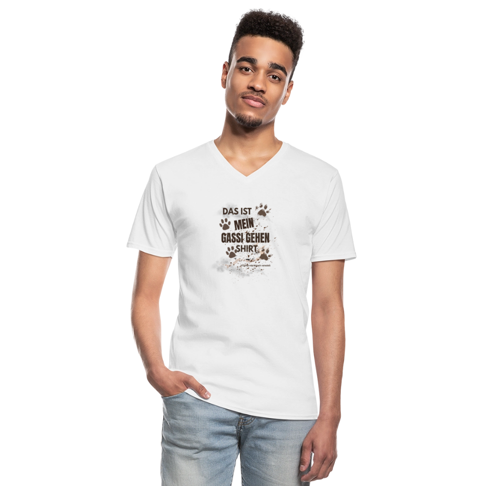 Das ist mein Gassi gehen Shirt Herren Premium T-Shirt V-Ausschnitt - Weiß