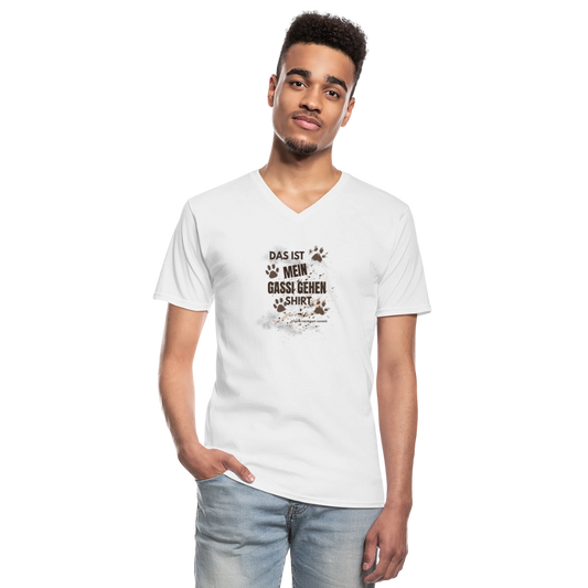 Das ist mein Gassi gehen Shirt Herren Premium T-Shirt V-Ausschnitt - Weiß