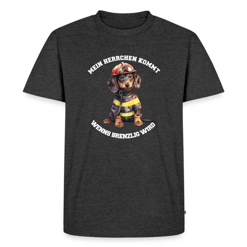 Mein Herrchen kommt, wenn’s brenzlig wird – Feuerwehr-Dackel Shirt– Cooles Motiv für Dackel-BesitzerMänner Premium Hoodie - Anthrazit meliert