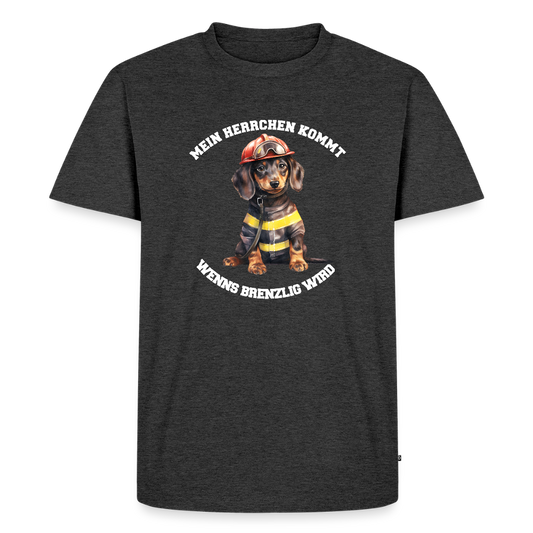 Mein Herrchen kommt, wenn’s brenzlig wird – Feuerwehr-Dackel Shirt– Cooles Motiv für Dackel-BesitzerMänner Premium Hoodie - Anthrazit meliert