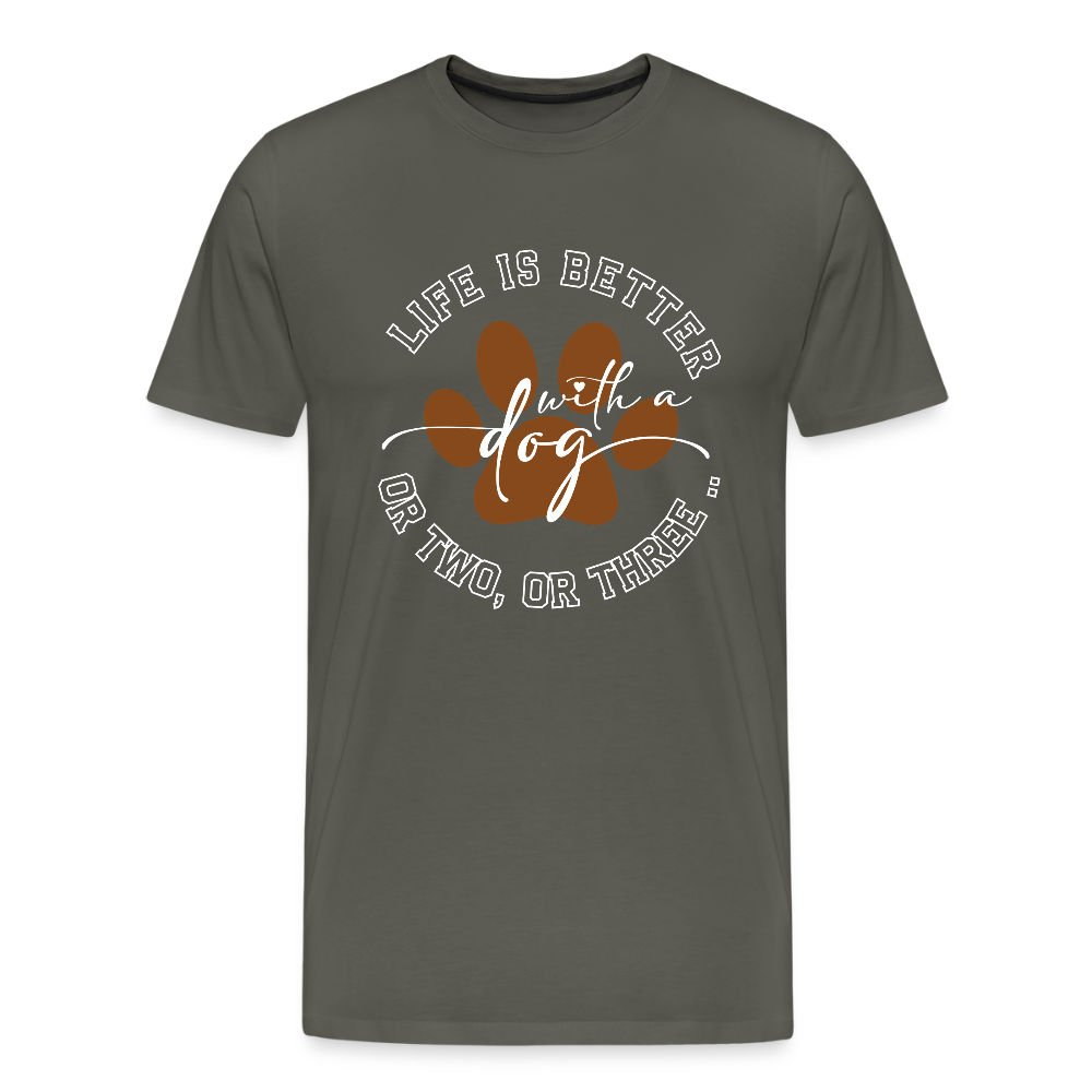 Life is better with a dog – oder zwei, oder drei 🐶💛 Herren Premium T-Shirt - Asphalt