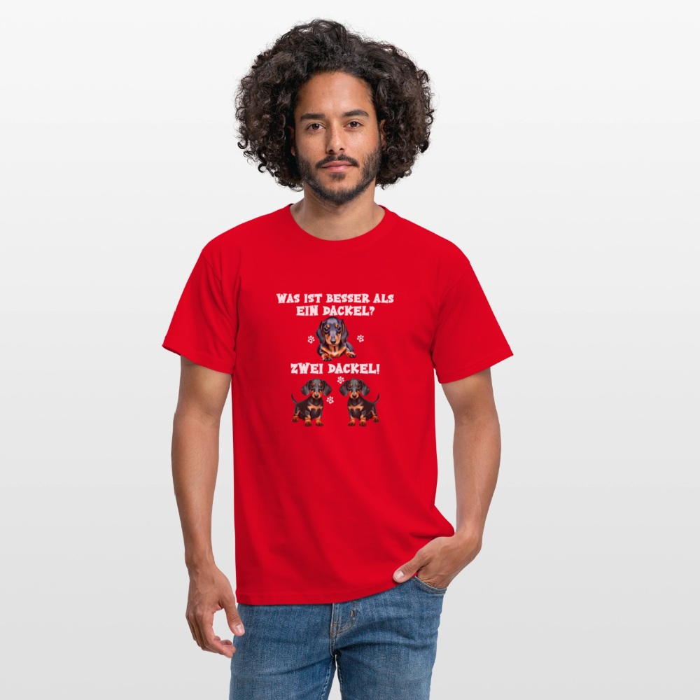 Was ist besser als ein Dackel? Zwei Dackel  Männer T-Shirt - Rot