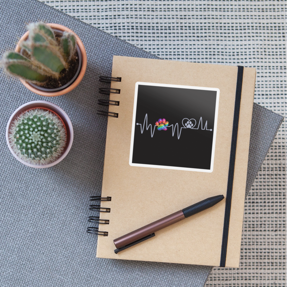 Sticker Herzschlag Heartbeat Hund Hundepfote - Mattweiß