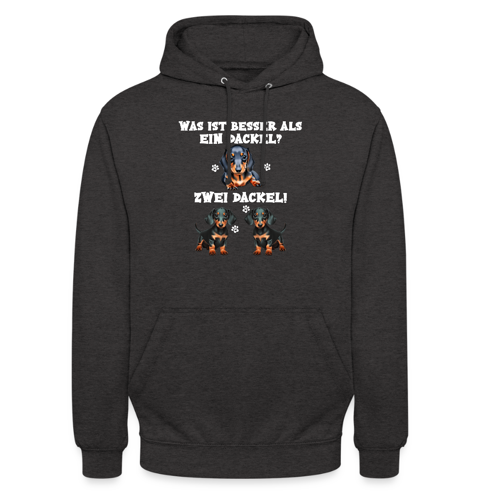 Was ist besser als ein Dackel? Zwei Dackel Unisex Hoodie - Anthrazit