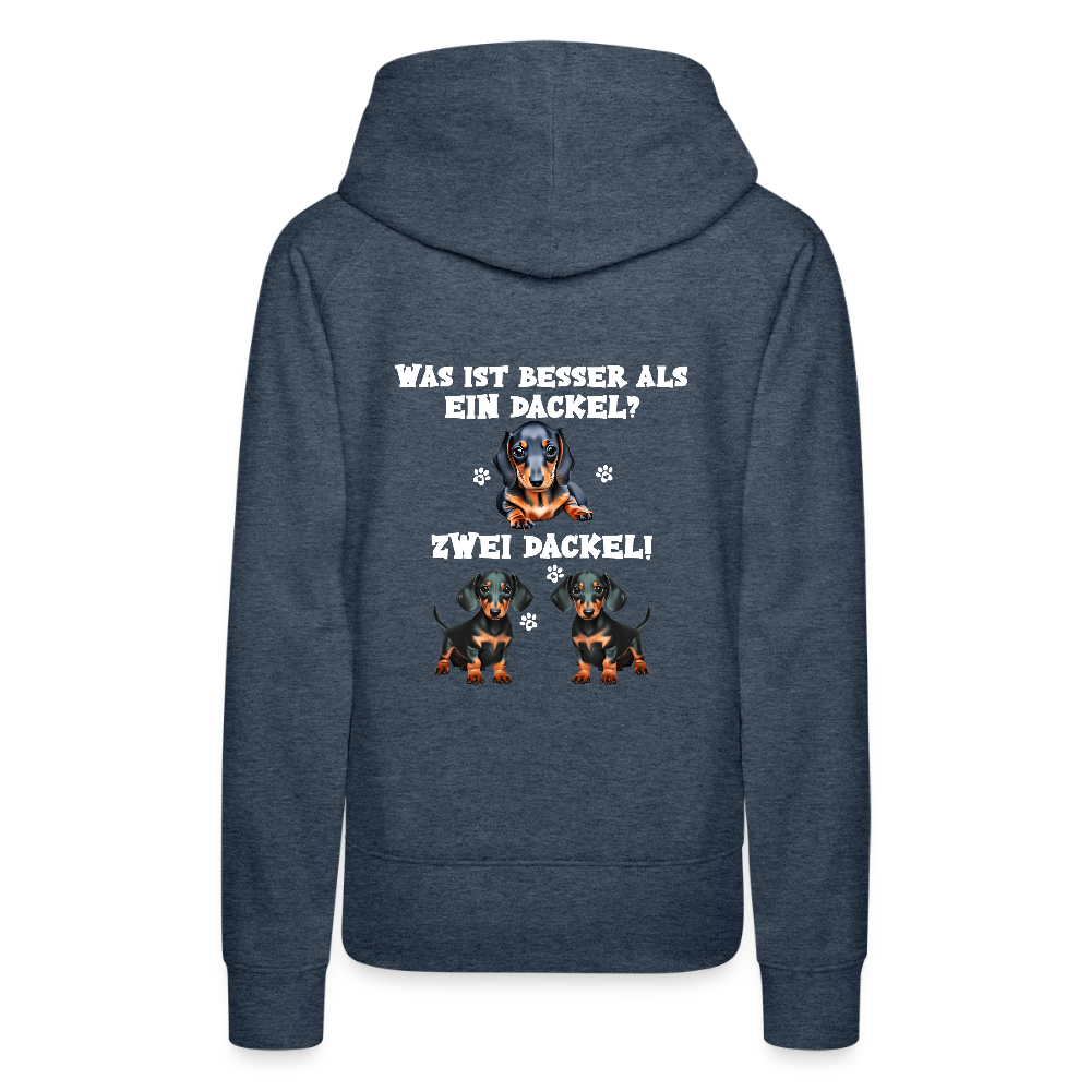 Was ist besser als ein Dackel? Zwei Dackel Rückendruck Frauen Bio Hoodie - Jeansblau