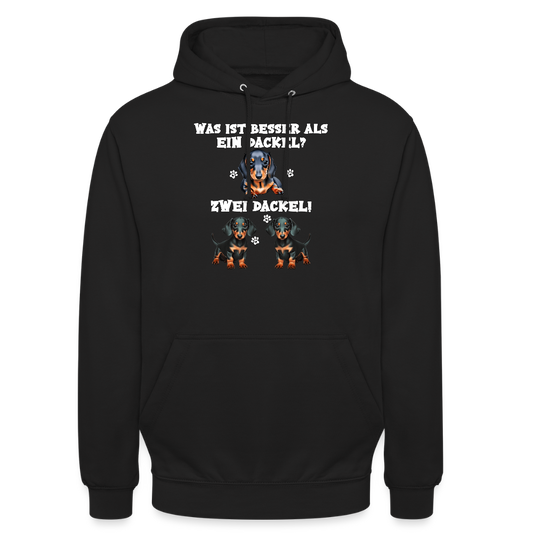 Was ist besser als ein Dackel? Zwei Dackel Unisex Hoodie - Schwarz