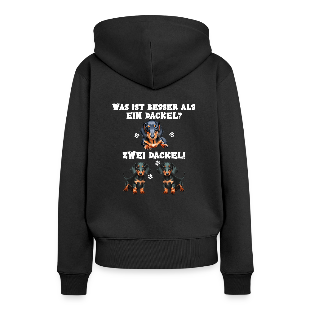 Was ist besser als ein Dackel? Zwei Dackel Rückendruck Frauen Bio Hoodie - Schwarz