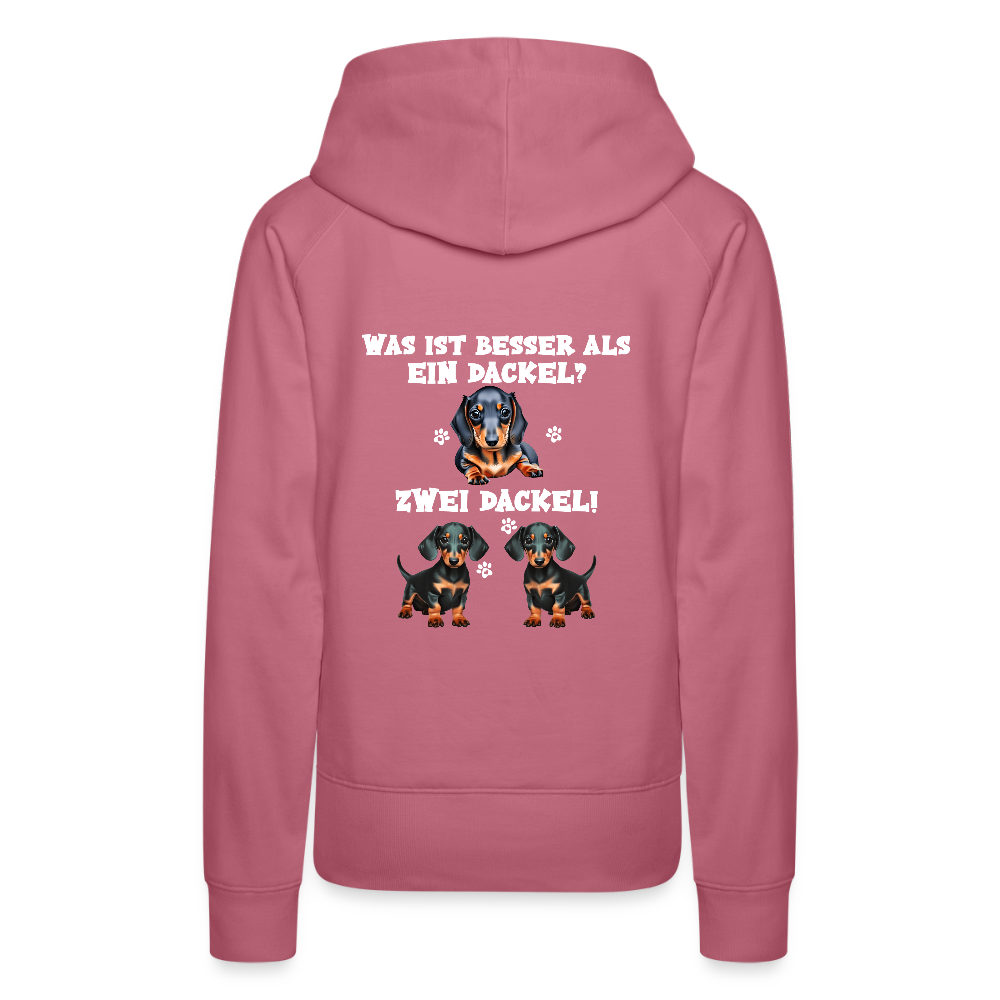 Was ist besser als ein Dackel? Zwei Dackel Rückendruck Frauen Bio Hoodie - Malve