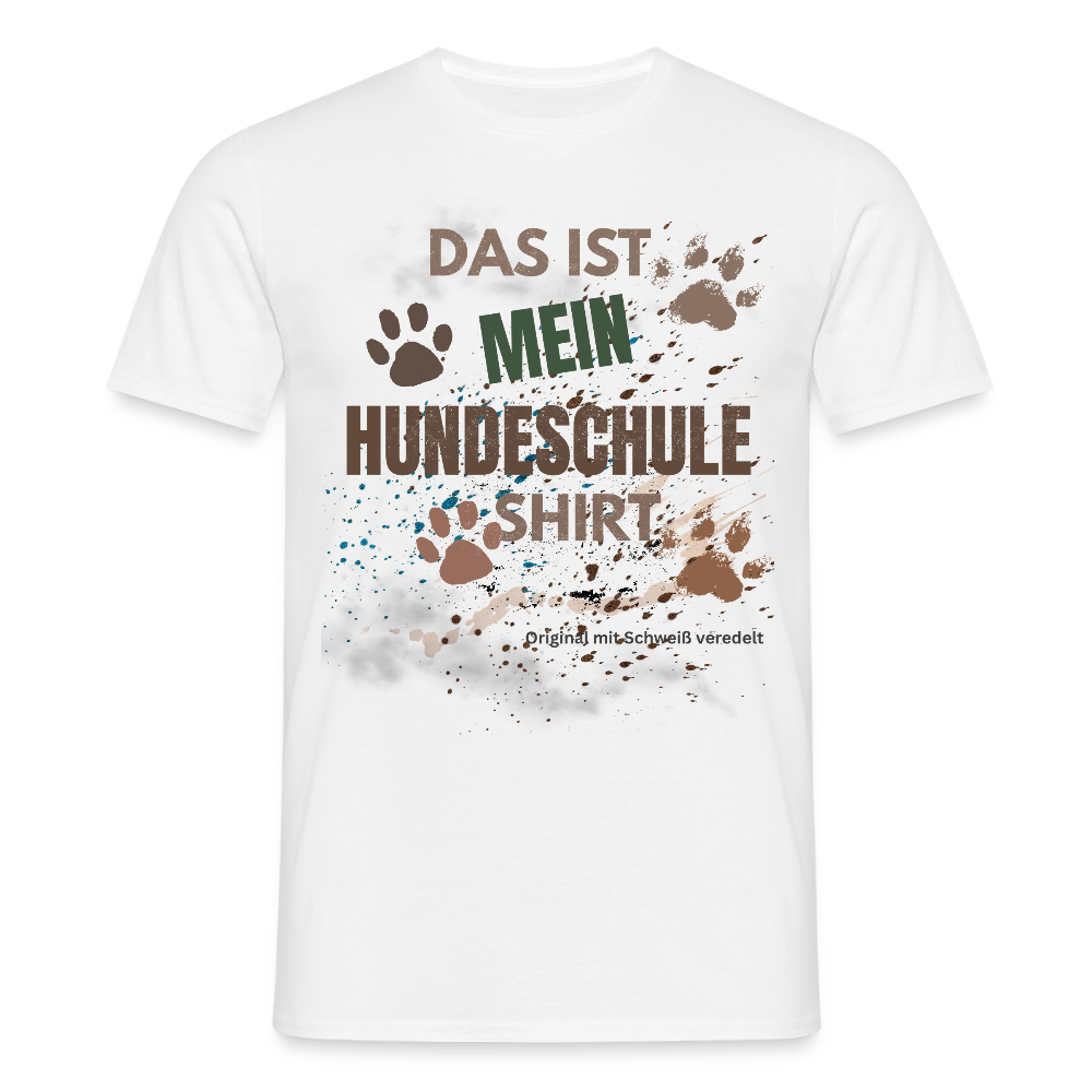 Das ist mein Hundeschule Shirt mit Pfotenabdrücken und Spritzern lustiges Männer  T-Shirt - Weiß