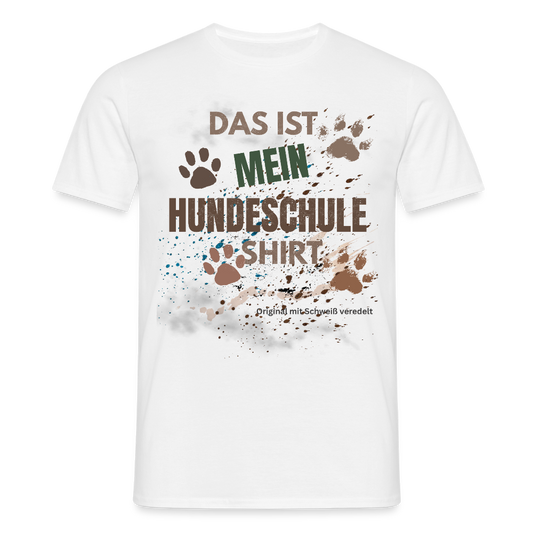 Das ist mein Hundeschule Shirt mit Pfotenabdrücken und Spritzern lustiges Männer  T-Shirt - Weiß