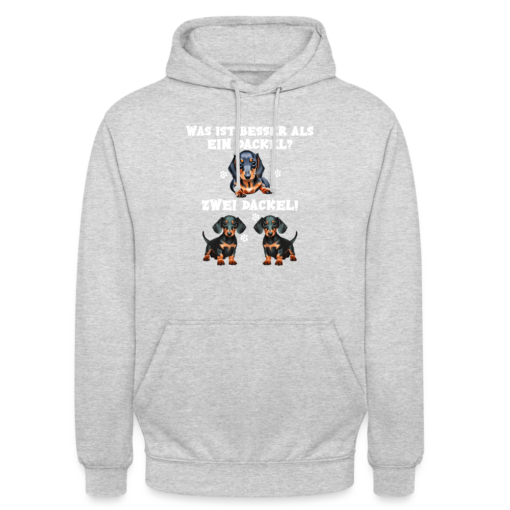 Was ist besser als ein Dackel? Zwei Dackel Unisex Hoodie - Hellgrau meliert