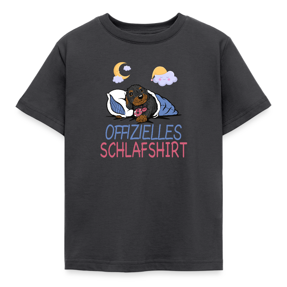Offizielles Schlafshirt Rauhaardackel Kinder T-Shirt - Dunkelgrau