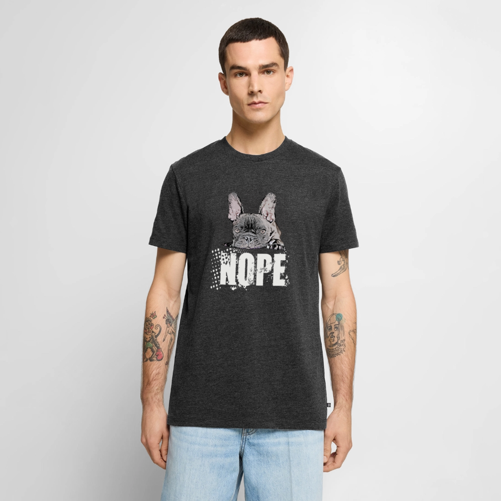 NOPE Hoodie 🐶 | Lustiger Hoodie für Hundeliebhaber*innen mit Frenchie-Motiv  Männer Premium Shirt - Anthrazit meliert