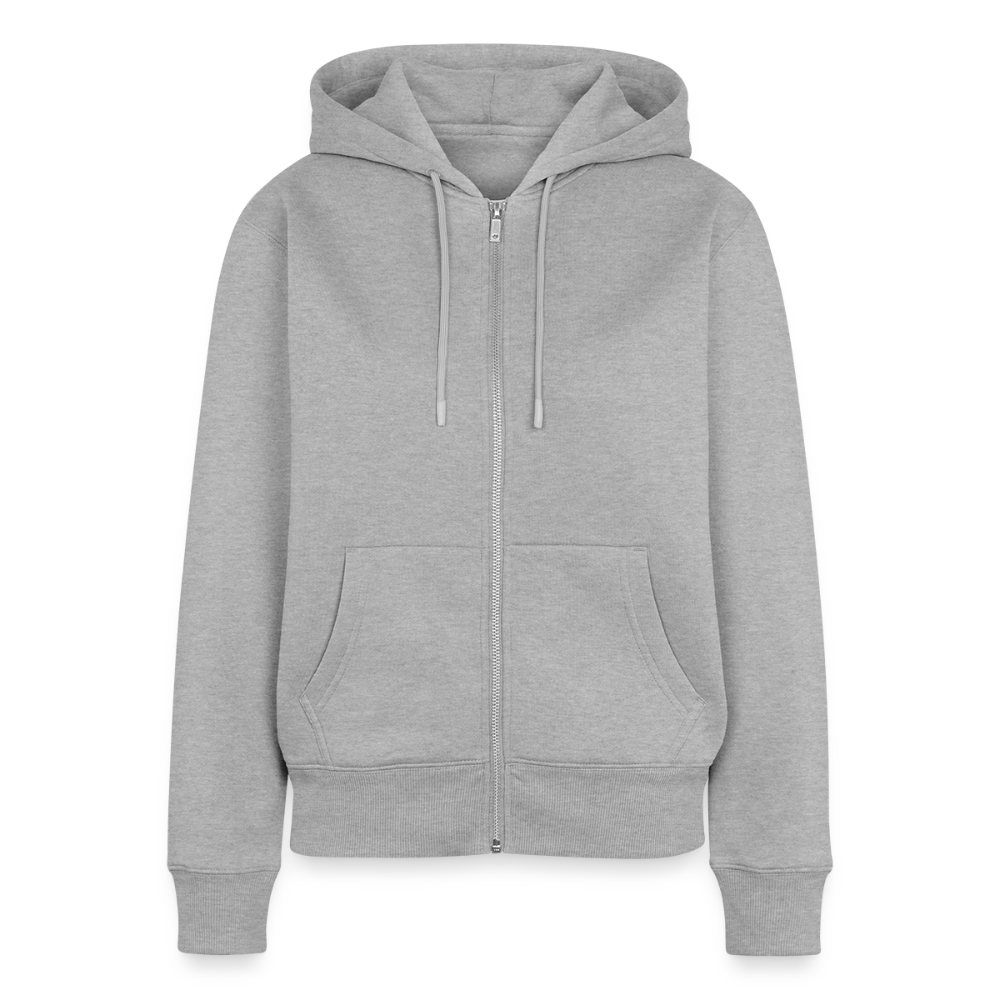 Vorsicht vor dem Frauchen der Malinois ist harmlos Frauen Rückenaufdruck Frauen Premium Bio Zip Hoodie - Grau meliert