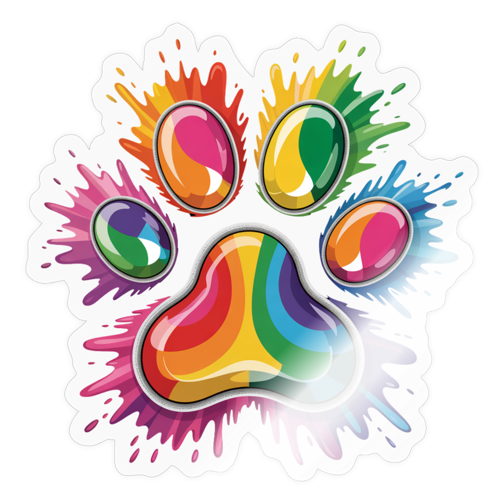 Sticker Pfote Paw bunter Wasserfarben Splash - Transparent glänzend