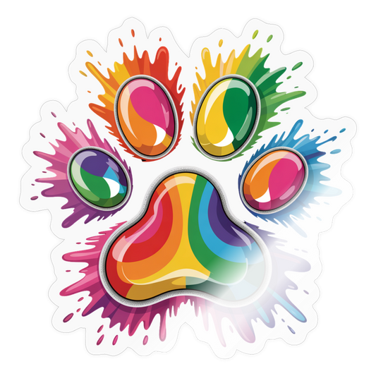 Sticker Pfote Paw bunter Wasserfarben Splash - Transparent glänzend