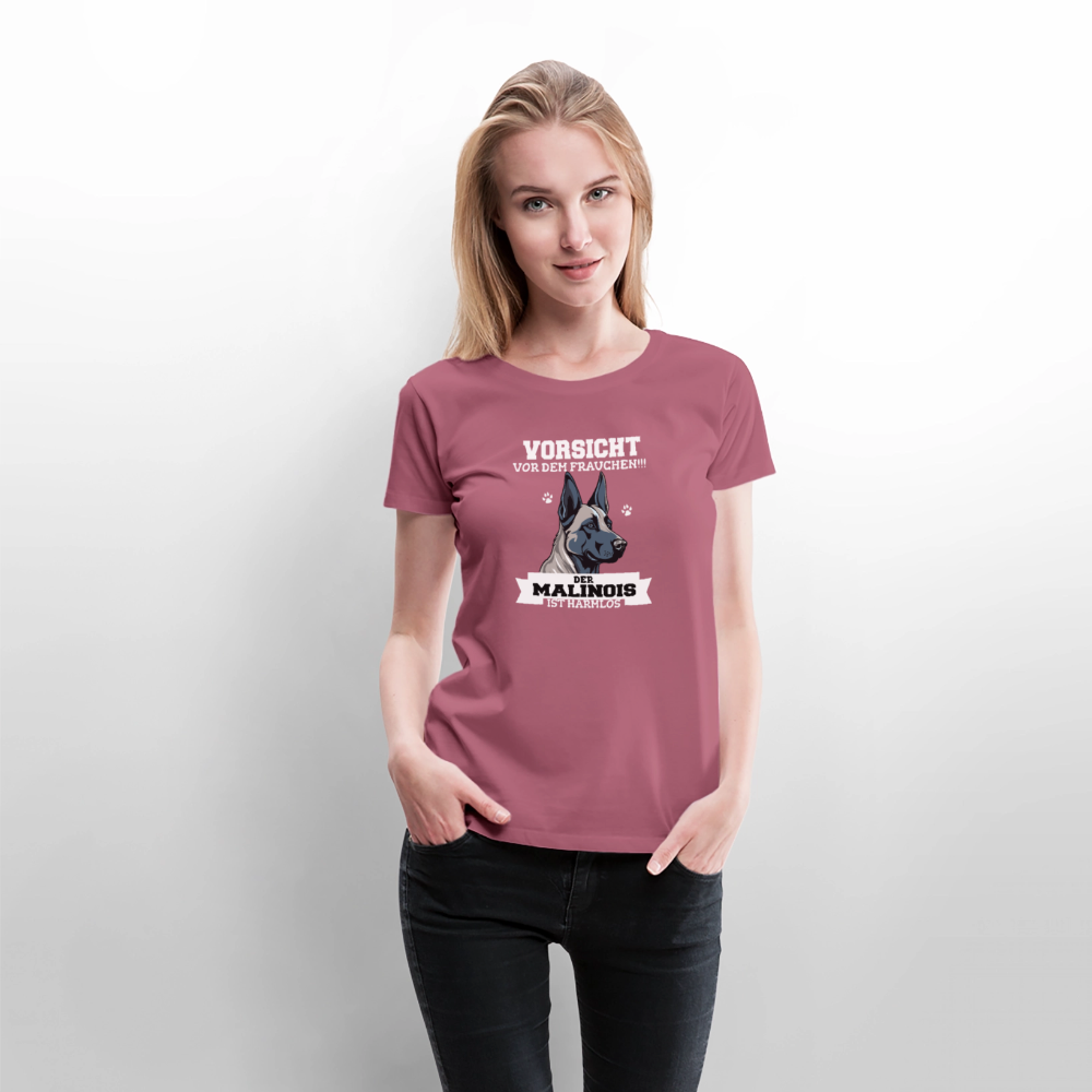 Vorsicht vor dem Frauchen der Malinois ist harmlos Frauen Premium Bio T-Shirt - Mauve