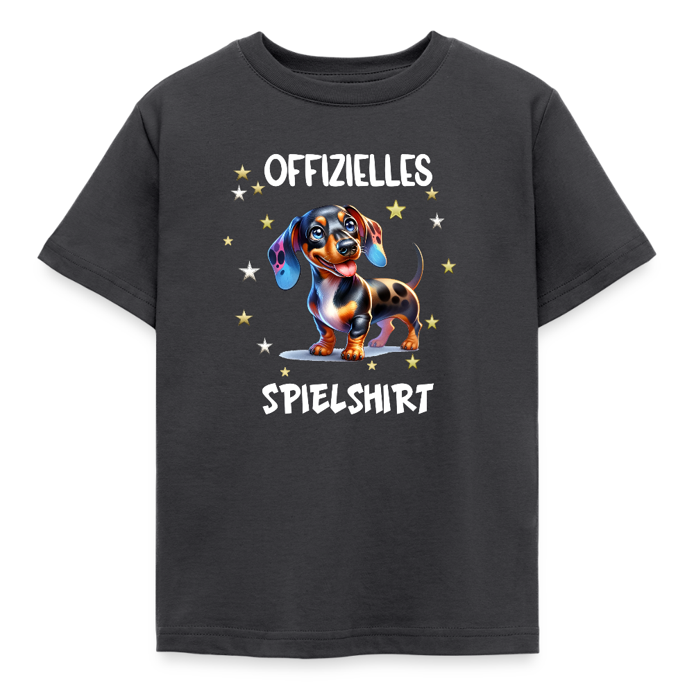 Offizielles Spielshirt Dackel Harlekindackel Kinder T-Shirt - Dunkelgrau